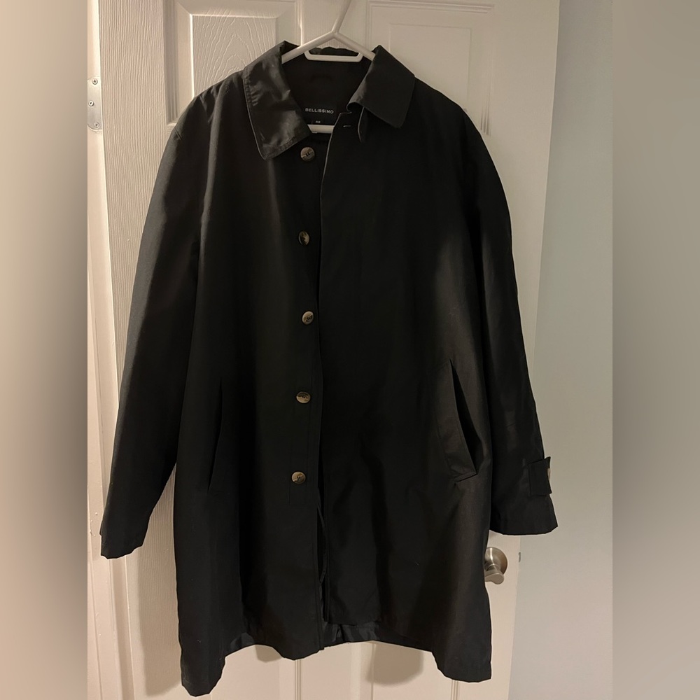 Black, mens Bellissimo overcoat $75